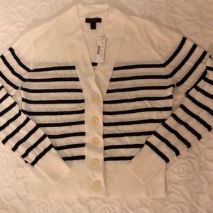 NWT J. Crew navy and white striped cardigan.